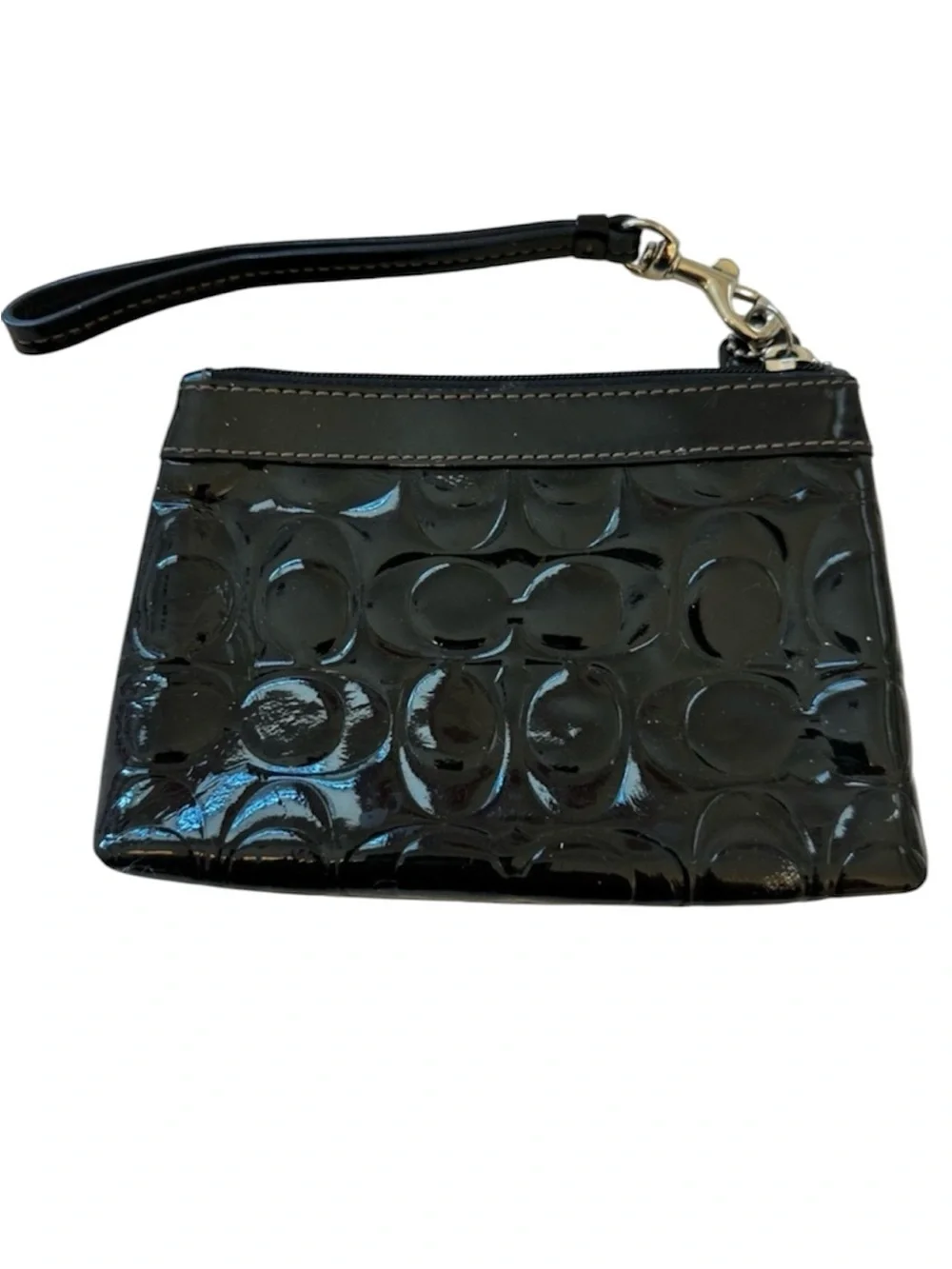 Coach Black Patent Leather Signature Wristlet
